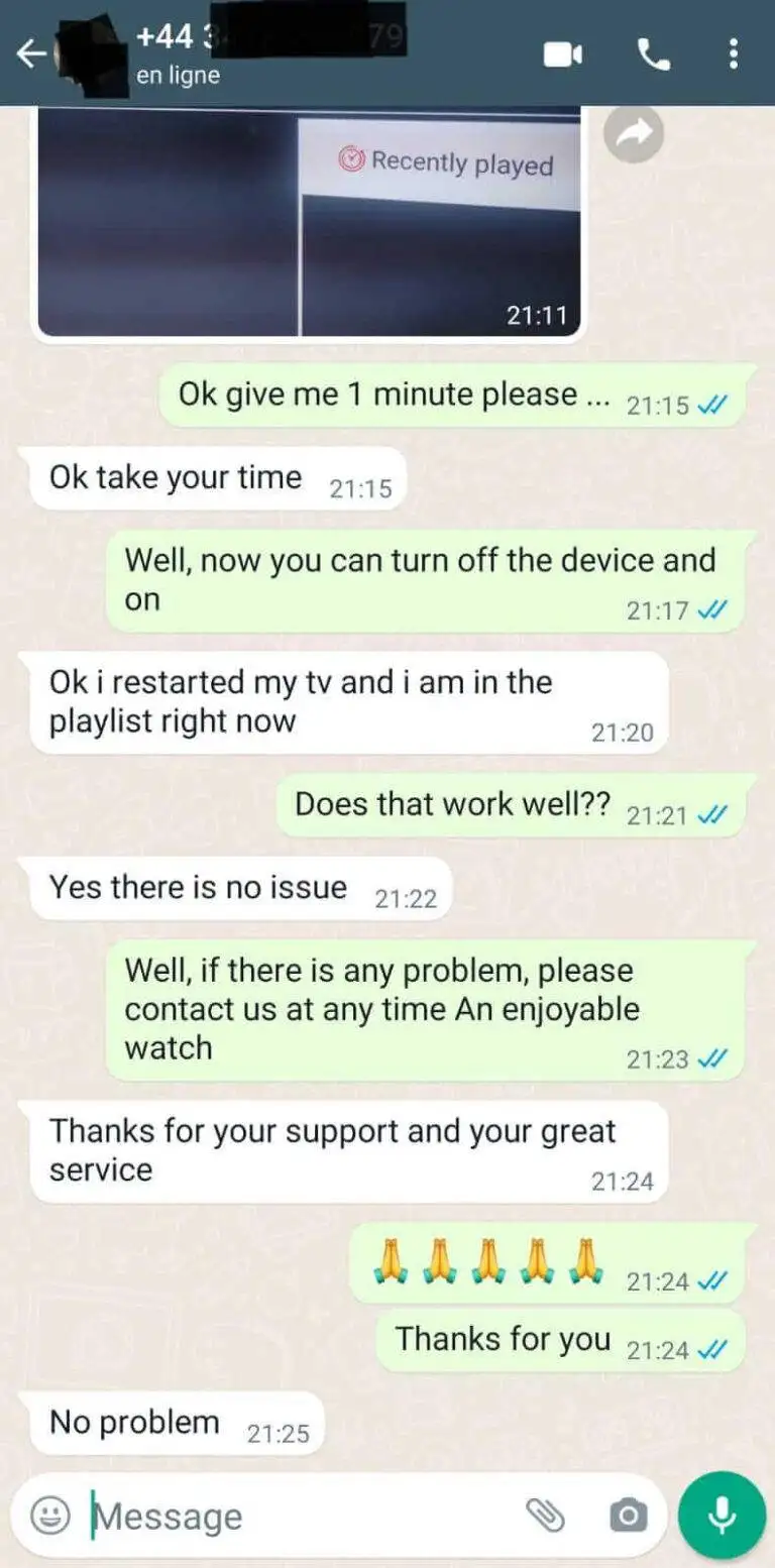 customer review showing positive feedback on service quality
